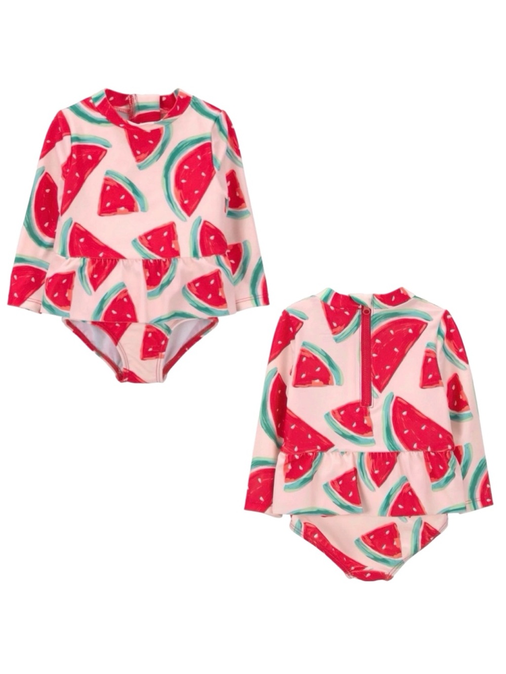 (2) Baby Girl Rash Guard Swimsuits - Picture 2 of 5